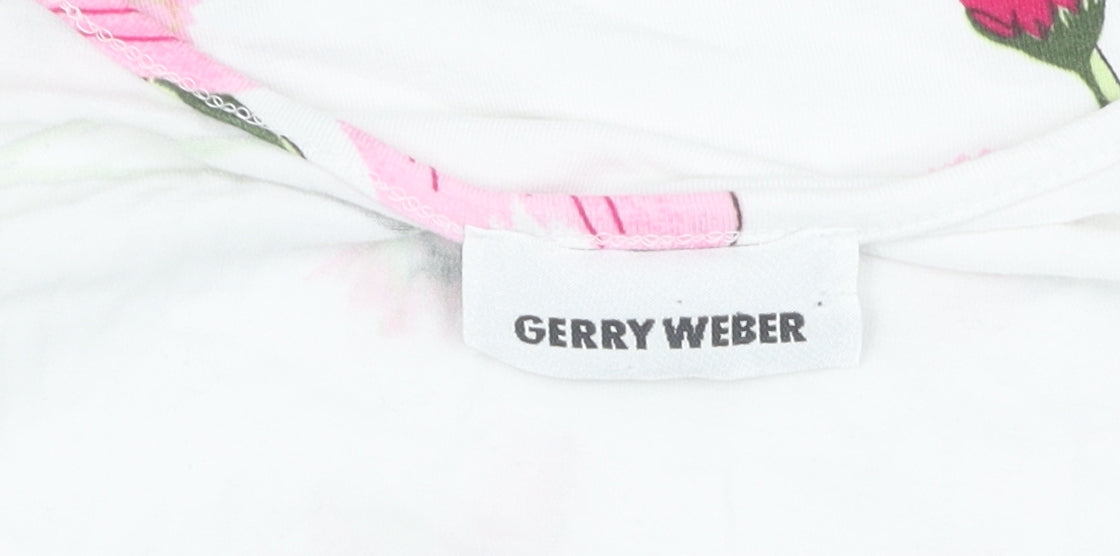 Gerry Weber Women's Floral White Tee Size 12 Jersey Style