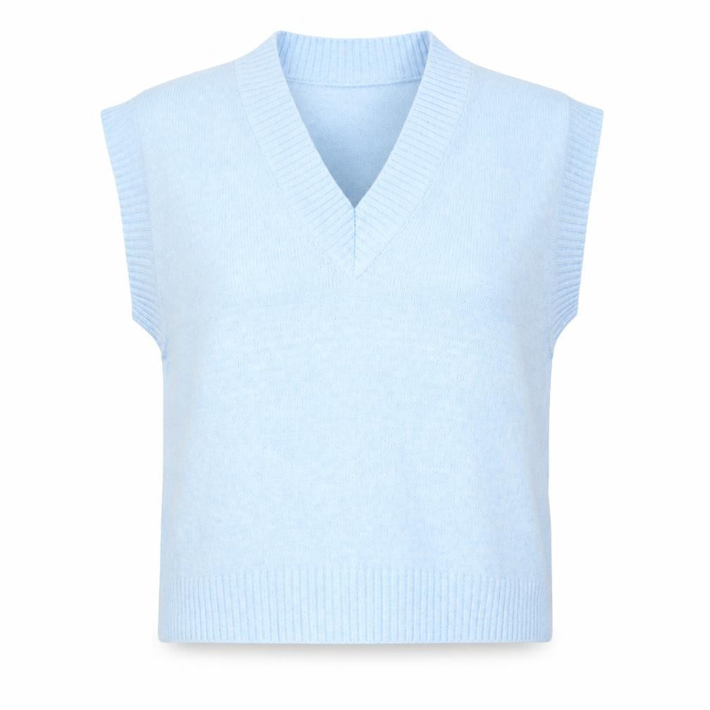 Front view of Y.A.S Women's Blue V-Neck Sleeveless Vest M