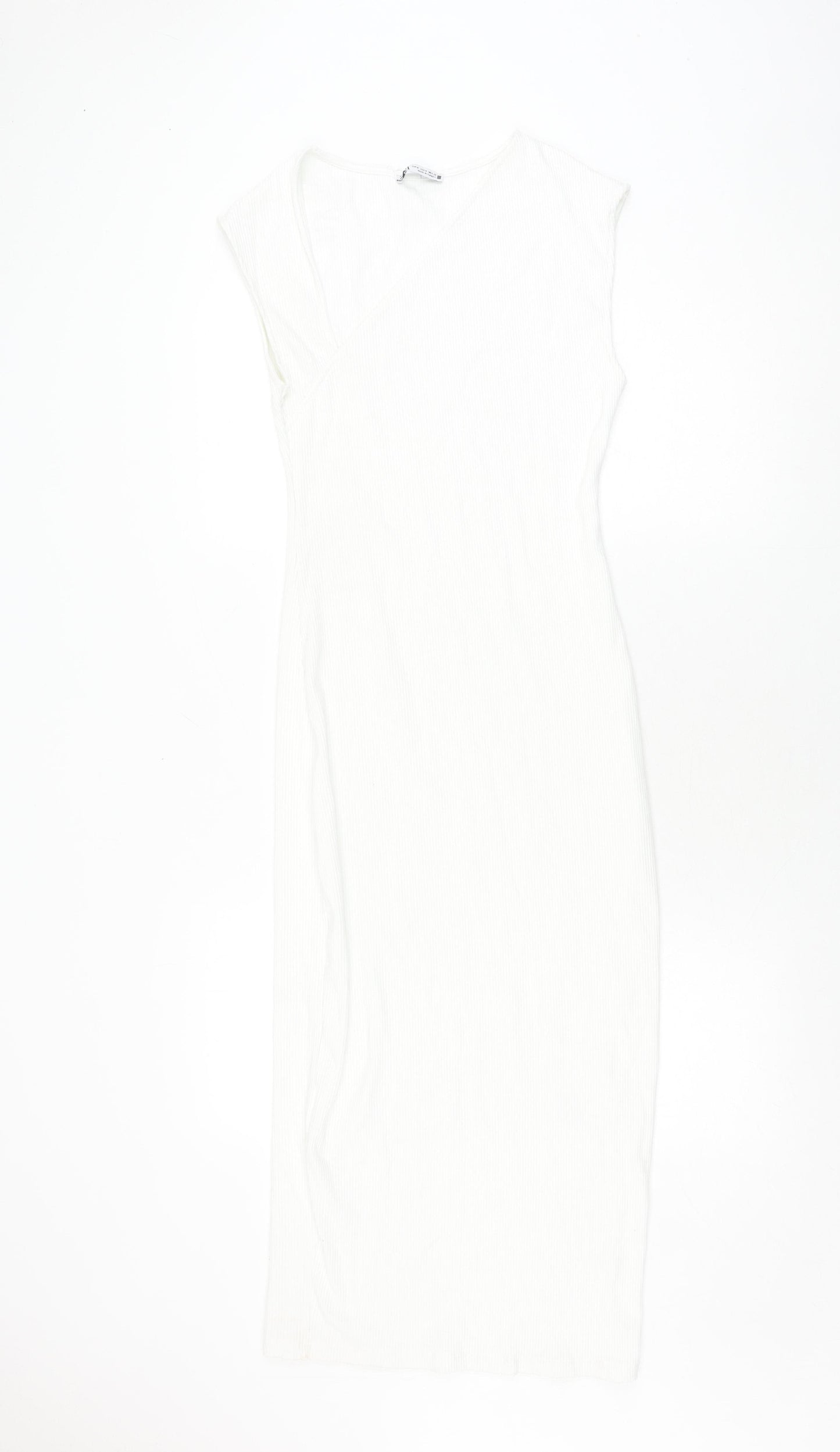 Zara Women's White Sheath Dress - M, Summer, Elegant