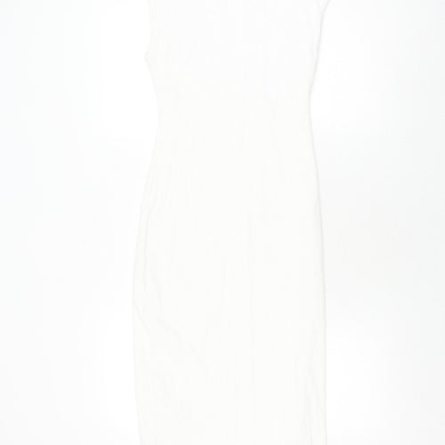 Zara Women's White Sheath Dress - M, Summer, Elegant