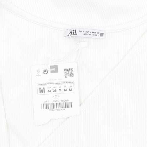 Zara Women's White Sheath Dress - M, Summer, Elegant