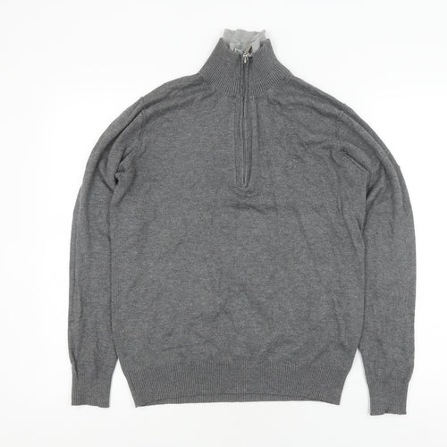 Bogart Grey Men's Full Zip Jumper L Viscose Knit