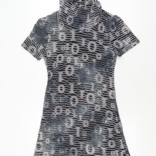 Smash! Women's Grey Geometric Knit Shift Dress M