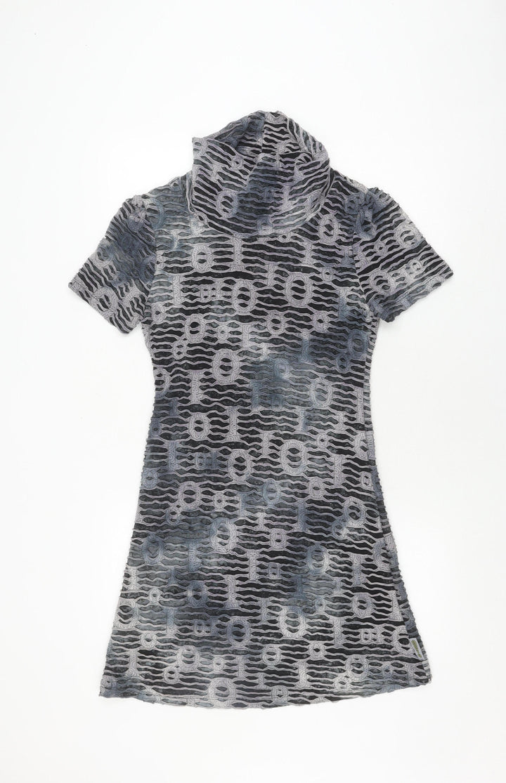 Smash! Women's Grey Geometric Knit Shift Dress M