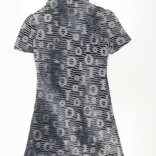 Smash! Women's Grey Geometric Knit Shift Dress M