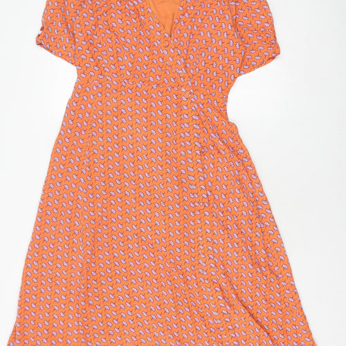 Oliver Bonas Women's Orange Floral A-Line Dress