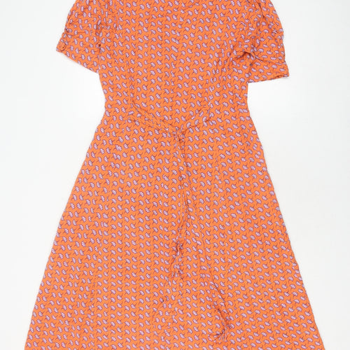 Oliver Bonas Women's Orange Floral A-Line Dress