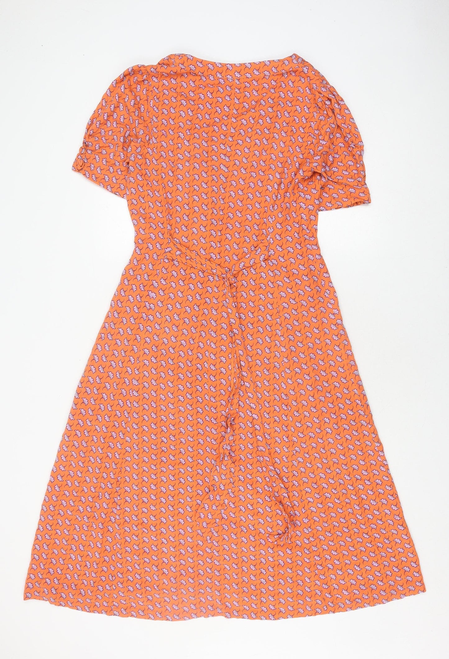 Oliver Bonas Women's Orange Floral A-Line Dress