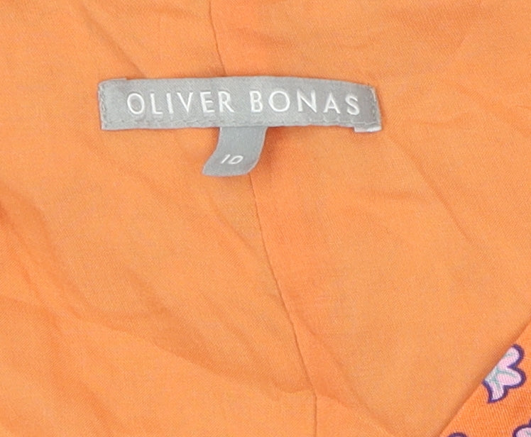 Oliver Bonas Women's Orange Floral A-Line Dress