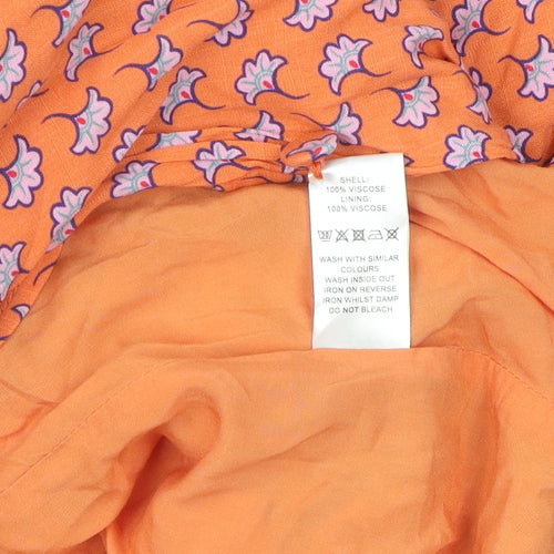 Oliver Bonas Women's Orange Floral A-Line Dress