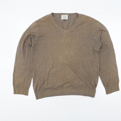 John Lewis Men's Beige Cotton Cashmere Pullover - M
