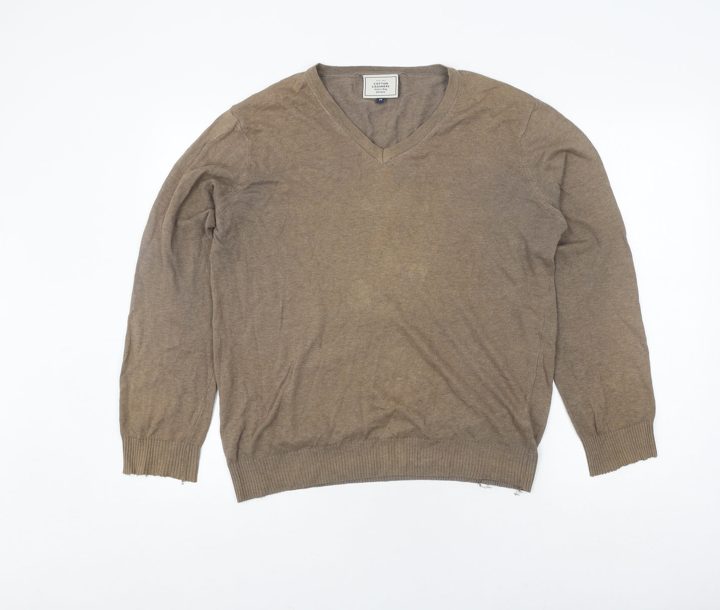John Lewis Men's Beige Cotton Cashmere Pullover - M