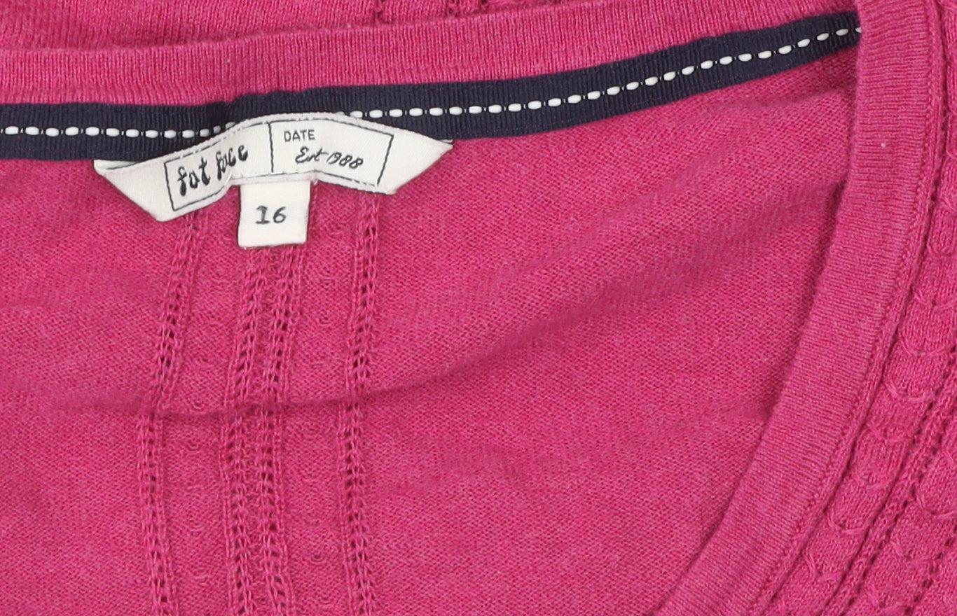 Fat Face Women's Pink V-Neck Cardigan Size 16