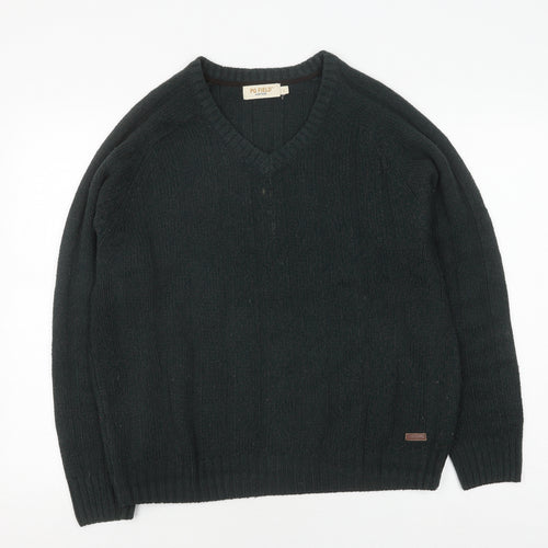 PG Field Men's Green Pullover Jumper L V-Neck