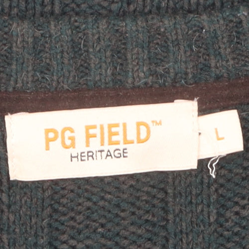 PG Field Men's Green Pullover Jumper L V-Neck