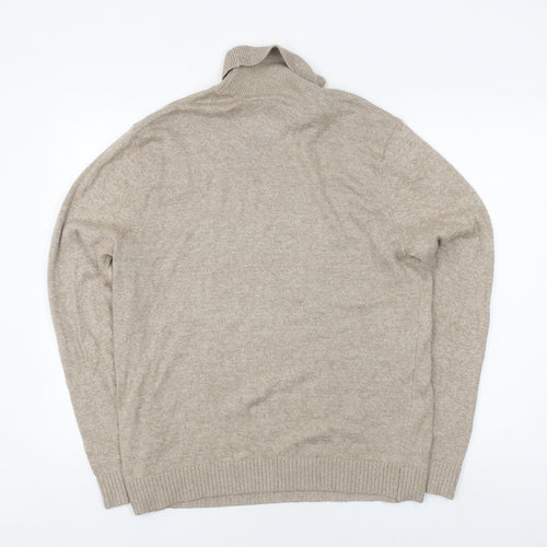 Hollister Men's Beige Roll-Neck Pullover Jumper L
