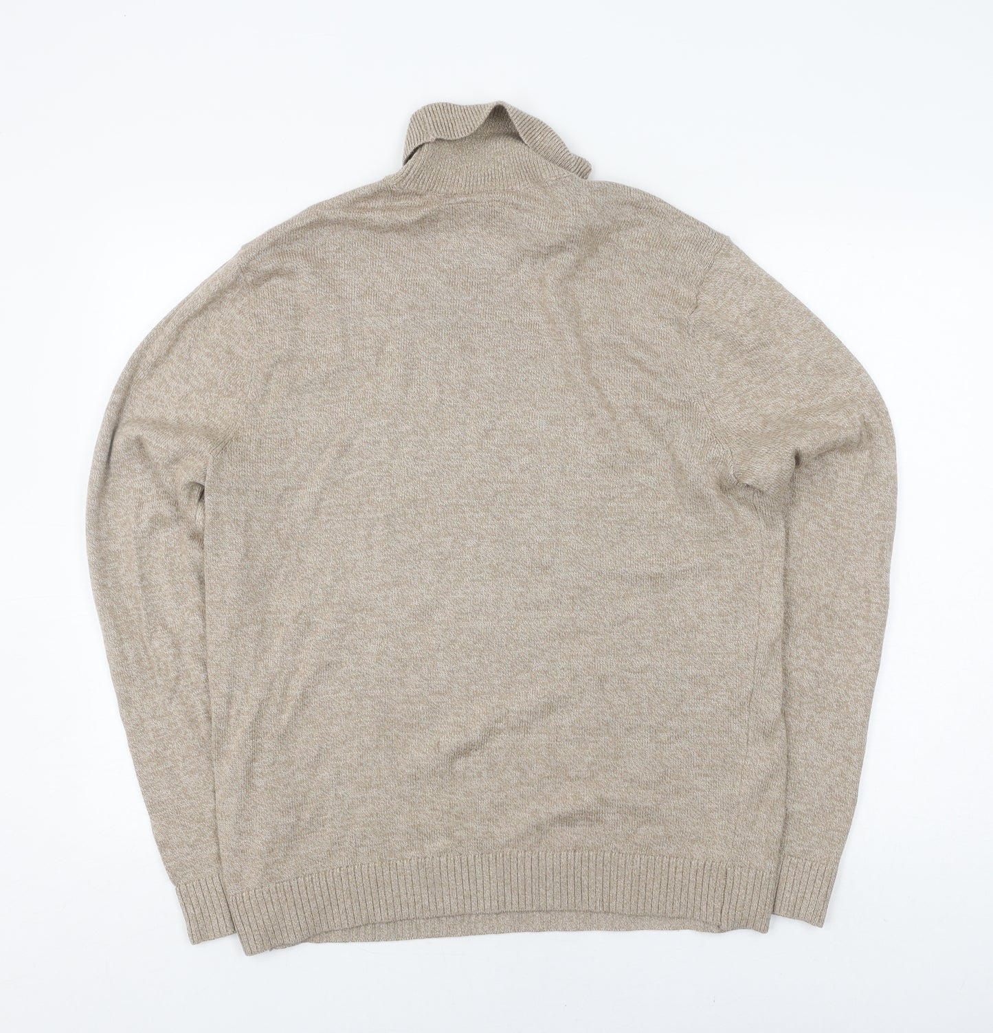 Hollister Men's Beige Roll-Neck Pullover Jumper L