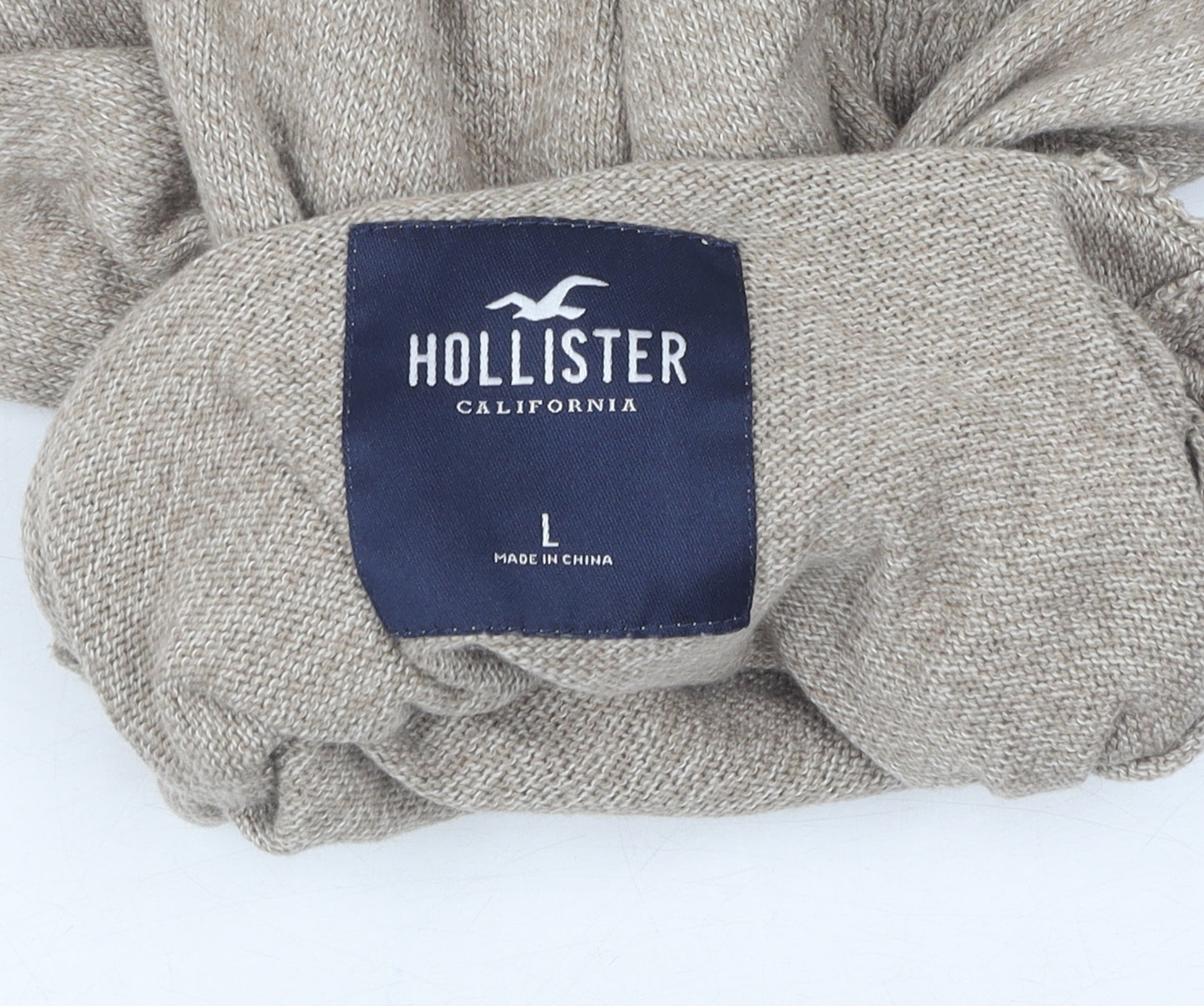Hollister Men's Beige Roll-Neck Pullover Jumper L