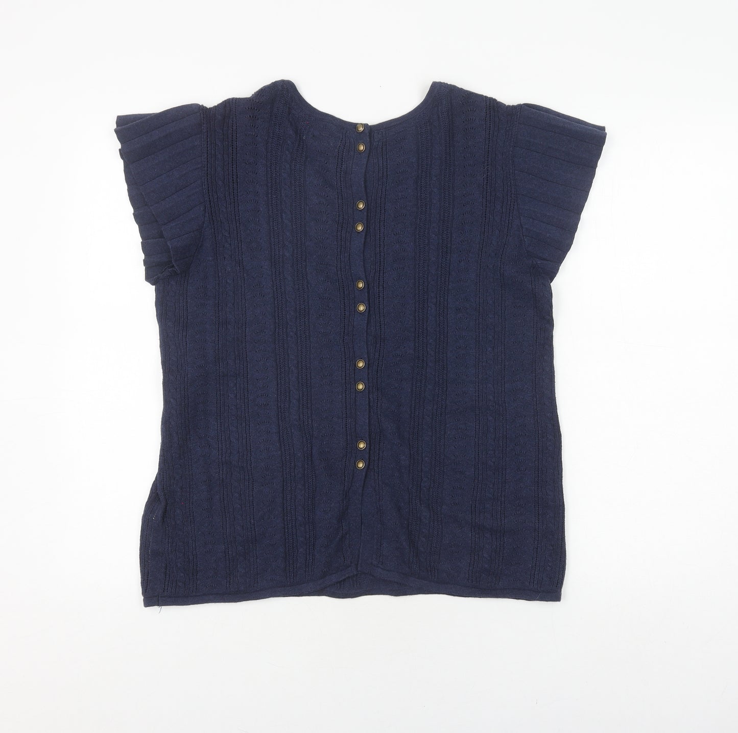 FatFace Women's Blue Button-Up Short Sleeve Top