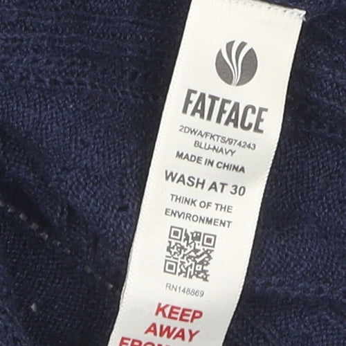FatFace Women's Blue Button-Up Short Sleeve Top