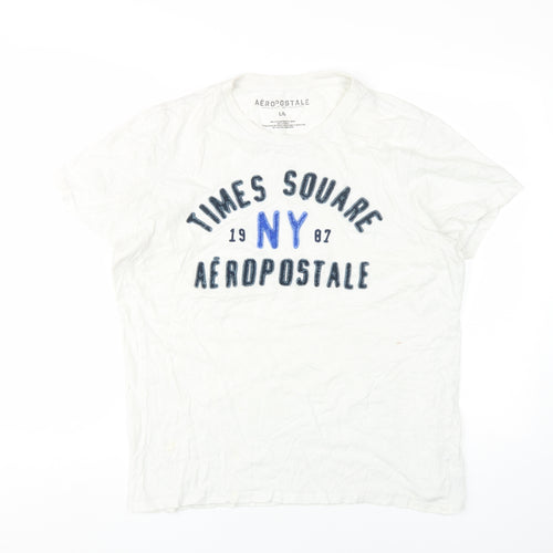 Aeropostale Men's White Graphic T-Shirt Size L