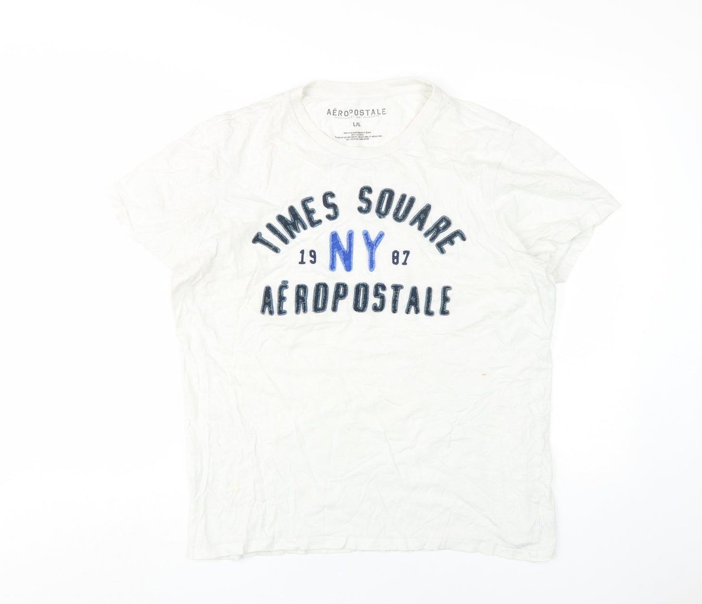 Aeropostale Men's White Graphic T-Shirt Size L