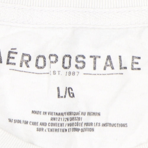 Aeropostale Men's White Graphic T-Shirt Size L