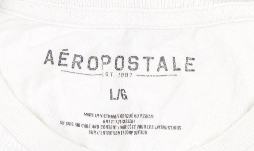 Aeropostale Men's White Graphic T-Shirt Size L