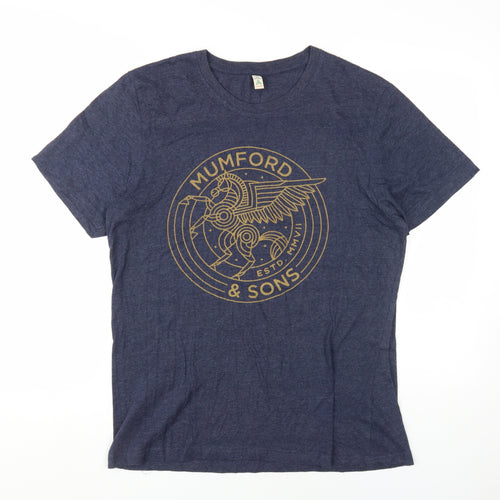Salvage Men's Blue Graphic T-Shirt L Recycled