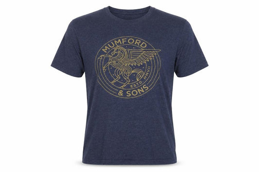 Front view of Salvage Men's Blue Graphic T-Shirt L Recycled