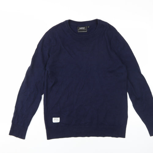 WESC Men's Blue XS Crew Neck Pullover Jumper