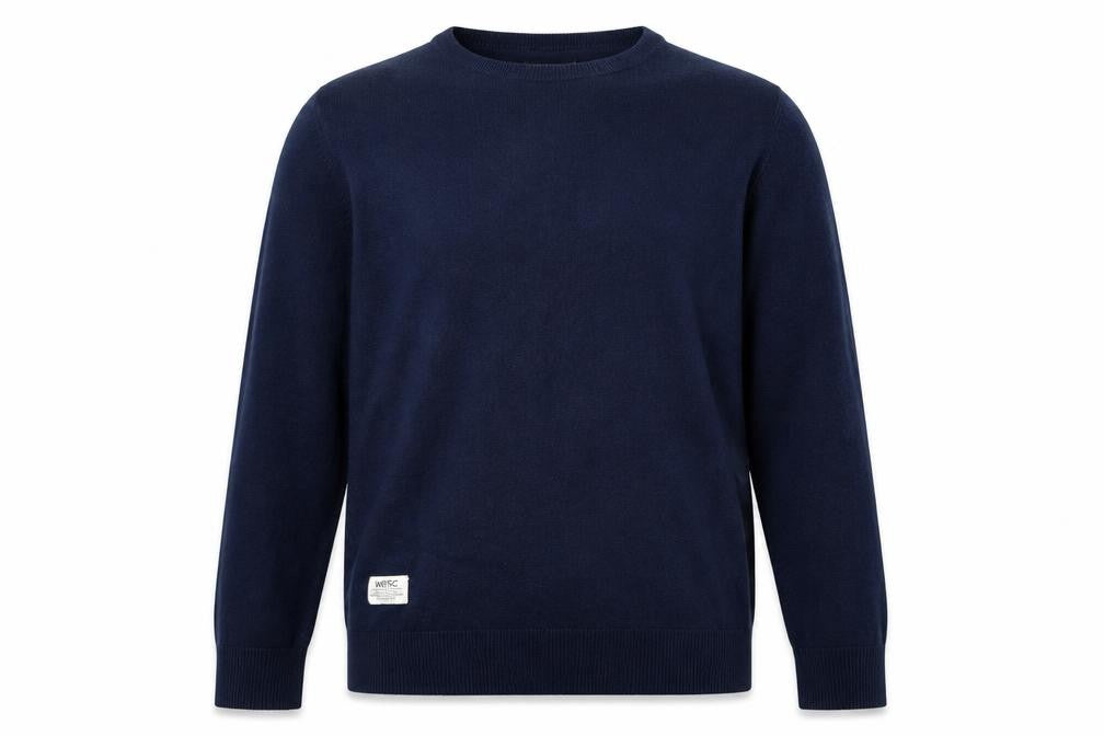 Front view of WESC Men's Blue XS Crew Neck jumper