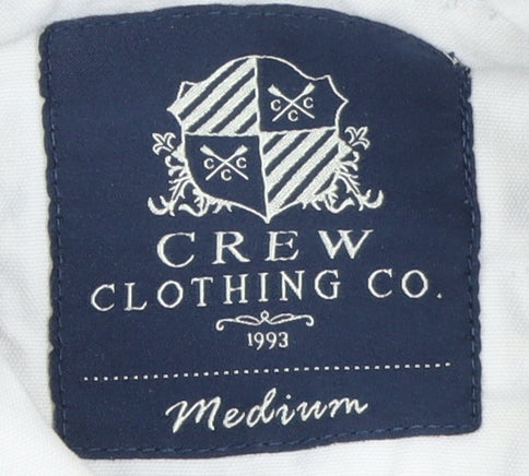 Crew Clothing Co. Men's White Striped Long Sleeve Polo M