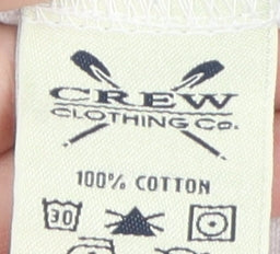 Crew Clothing Co. Men's White Striped Long Sleeve Polo M