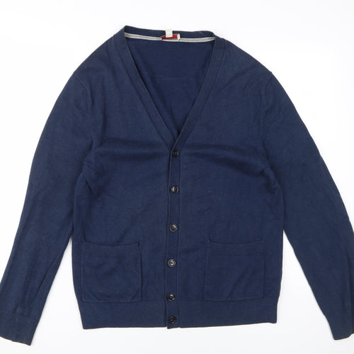 Gap Unisex Blue Medium Cotton V-Neck Cardigan