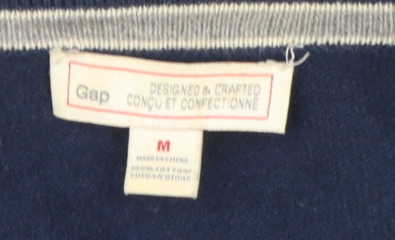 Gap Unisex Blue Medium Cotton V-Neck Cardigan