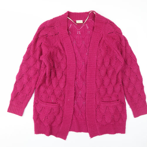 Vila Women's Pink Cardigan, S, Open-Knit, Casual