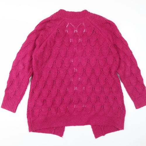 Vila Women's Pink Cardigan, S, Open-Knit, Casual