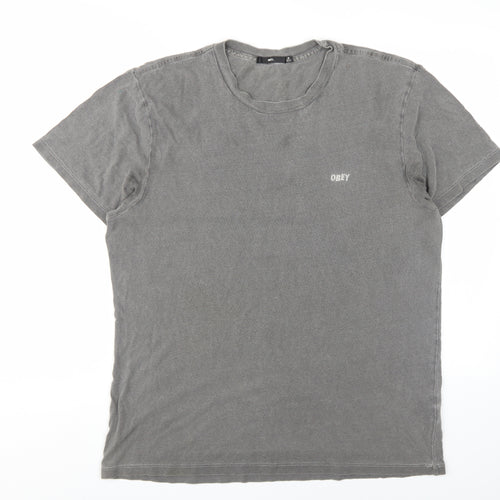 Obey Men's Grey Art Graphic T-Shirt M Regular Fit