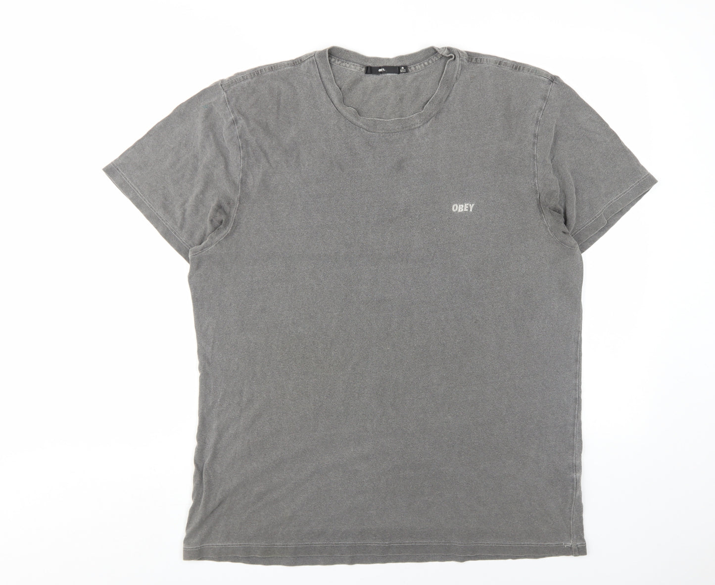 Obey Men's Grey Art Graphic T-Shirt M Regular Fit