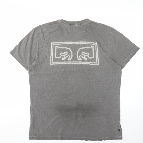 Obey Men's Grey Art Graphic T-Shirt M Regular Fit