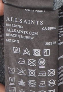AllSaints Men's Grey Crew Neck T-Shirt - Size S
