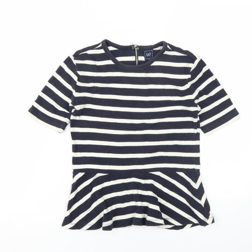 Gap Women's Black Striped XS Round Neck T-Shirt