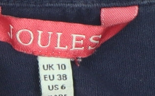 Joules Women's Blue Crochet Cotton T-Shirt, Size 10