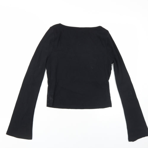 Collusion Women's Black Cropped Long Sleeve T-Shirt