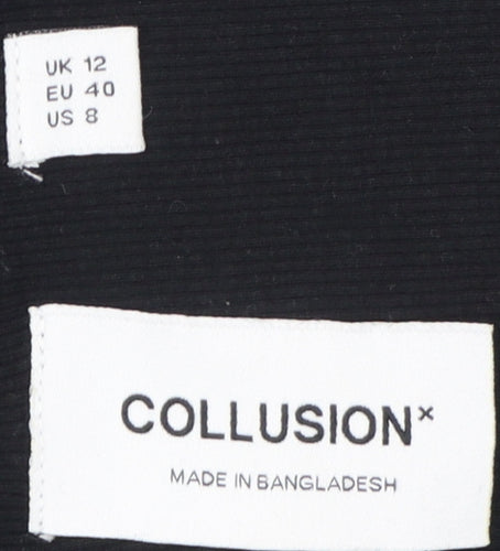 Collusion Women's Black Cropped Long Sleeve T-Shirt