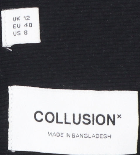 Collusion Women's Black Cropped Long Sleeve T-Shirt