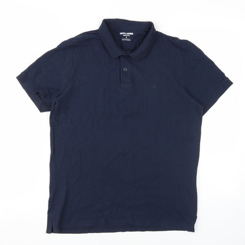 Jack & Jones Men's Blue Polo Shirt, Size S, Short Sleeve