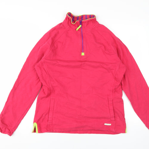 Weird Fish Women's Pink 1/4 Zip Pullover Sweatshirt, Size 14