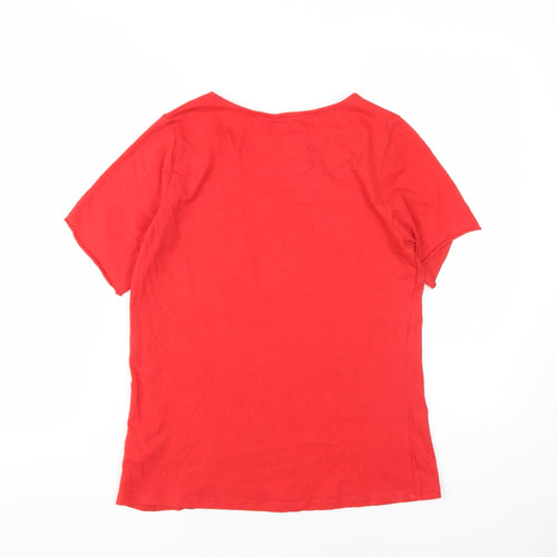 AVON Women's Red T-Shirt, Christmas Graphic, Size S